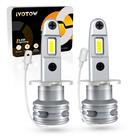 IVOTOW 2Pcs H3 LED Headlight Bulb No Fan High Beam 6000K-AM00022-Veeddydropshipping