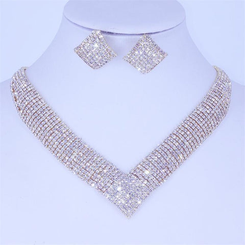 Luxury Crystal Bridal Wedding Jewelry Sets African Beads  -JW00335-Veeddydropshipping