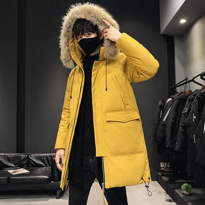 Fur Collar Windbreaker Down Coat Thick Black Coat-Veeddydropshipping