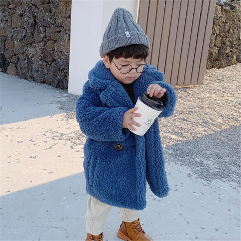 2-9Y Kids Girls Faux Fur Coats 2022 Winter Thicken Warm Mid-length-TB01221-Veeddydropshipping