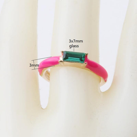 Glass 34 Colors Simple Style Ring Paved With Shiny Stone Fashion -JW01396-Veeddydropshipping