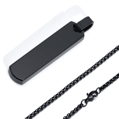 Necklace for Men Geometric Vertical Bar Pendant with A-Z Letters -JW01182-Veeddydropshipping