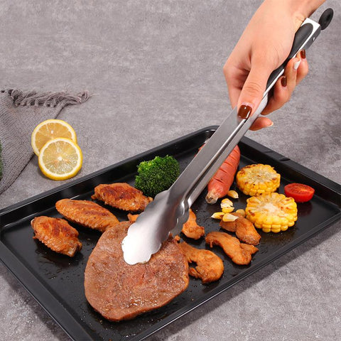 Long Bbq Tongs Non-Slip Handle Stainless Steel-HA01534-Veeddydropshipping