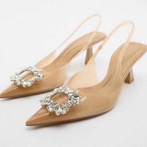 Summer Pointed Rhinestones Leopard Print Pump Fashion Travel-BS00825-Veeddydropshipping