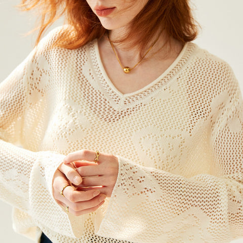 Long Sleeve Knitted Women Sweaters V-Neck Clothes-WF00074-Veeddydropshipping