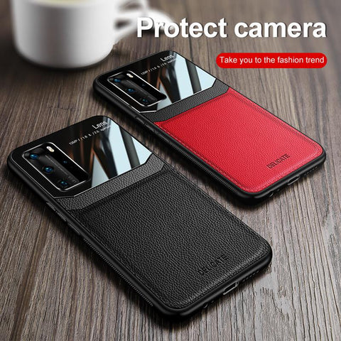 For Huawei P40 Pro Plus Case Mirror Plexiglass PU Leather Grain Soft TPU Phone-PA00292-Veeddydropshipping