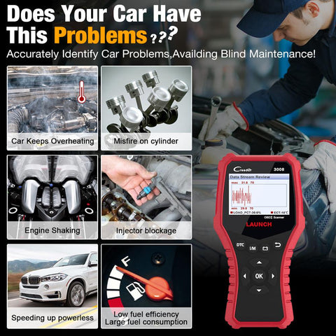 LAUNCH X431 Full OBD2 Scanner CR3008 Car Diagnostic Tool Check Engine-AM00273-Veeddydropshipping