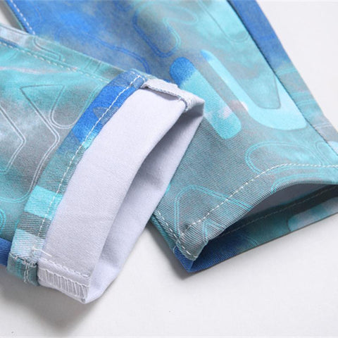 Digital Print Cotton Trousers Light Blue Medium-MF00639-Veeddydropshipping