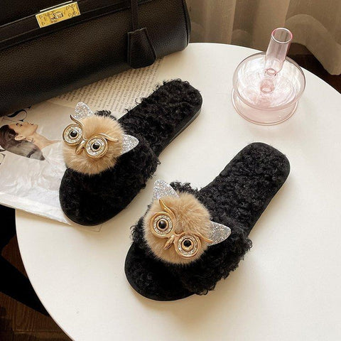 Cotton Slippers Cute Owl Decoration Comfortable Slippers-BS01304-Veeddydropshipping
