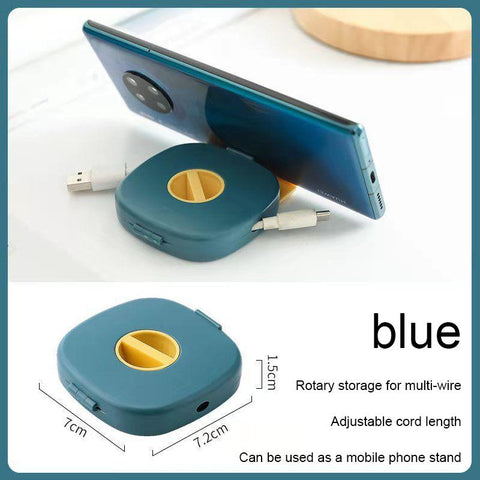 Ebesfous Cable Organizer Rotating Winder Box Portable Wire Storage Case Phone Stand Dataline-PA00894-Veeddydropshipping