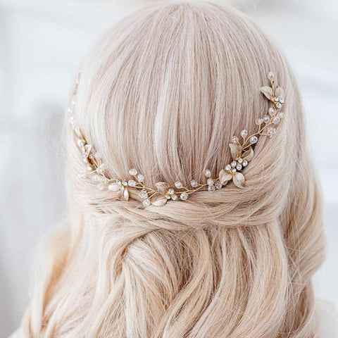 Pearl Leaf Comb Headband Hair Accessories Tiara Headband  -JW00456-Veeddydropshipping