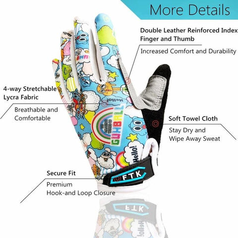 Upgraded Kids Non-Slip Bicycle Cycling Gloves Full Finger Gel Padding -OS01215-Veeddydropshipping