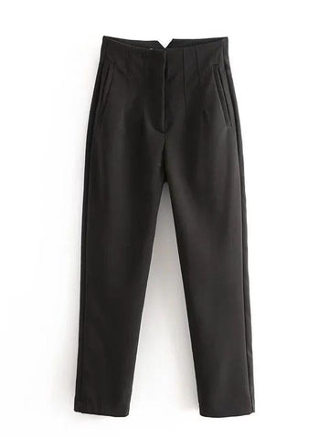 Women Straight Pants High Waist Trousers-WF00601-Veeddydropshipping