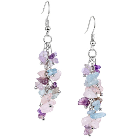 Stone Drop Earrings Healing Aquamarine Jewelry For Women -JW01431-Veeddydropshipping