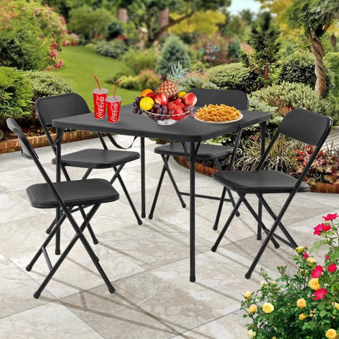 5 Piece Resin Card Table and Four Chairs Set-HA01594-Veeddydropshipping