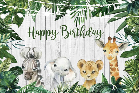 Watercolor Tropical Jungle Safari Animal 1st Birthday Party Backdrops Wild One Baby Shower -CE00332-Veeddydropshipping