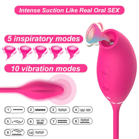 15 Mode Clitoral Sucking Vibrator Vagina Vibrating Egg 2 in 1 G Spot Clitoris -BH01268-Veeddydropshipping