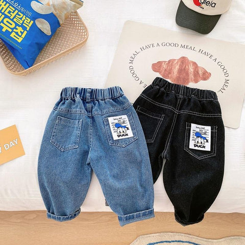 Toddler Kids Boy Jeans 2022 New Autumn Children Cartoon Pattern Loose-TB01263-Veeddydropshipping