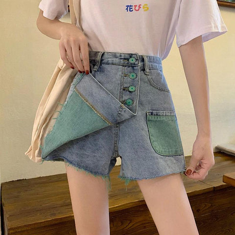 Shorts Skirts Women Denim Shorts High Waist-WF00610-Veeddydropshipping