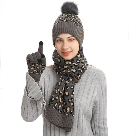 Women Glove Knitted Hats Set-WF01146-Veeddydropshipping
