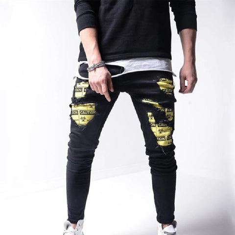 Pants Fashion Letter Patch Mid Waist Slim Fitting-MF00531-Veeddydropshipping