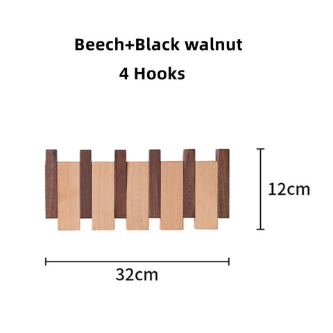 Beech Walnut Coat Rack Wall Mounted Sticks-HA01718-Veeddydropshipping