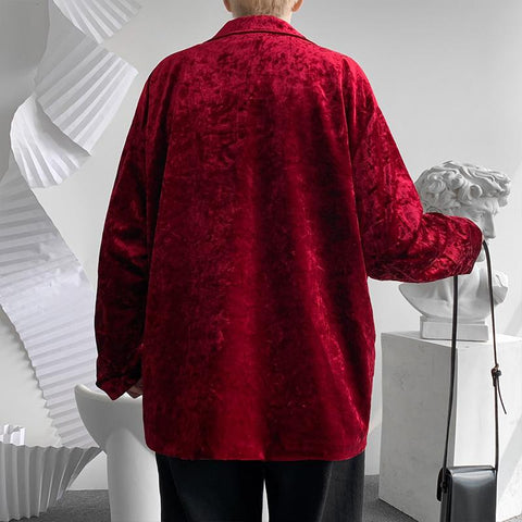 Velvet Blazer Jacket Men Autumn New Loose Club Party-MF01338-Veeddydropshipping