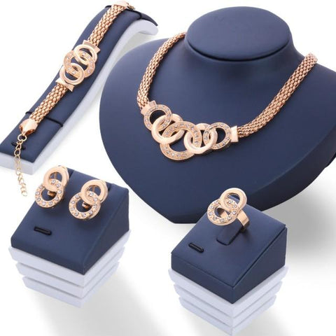 Luxury Classic  Jewelry Set  Plated Crystal Zircon Metal -JW00325-Veeddydropshipping