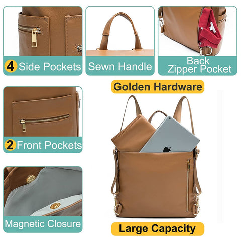 2022 New Fashion Mommy Bag Pu Leather Diaper Backpack Bag-TB00256-Veeddydropshipping