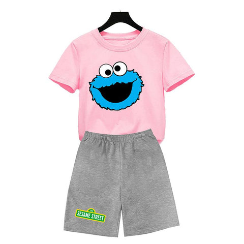 Kids Tops polyester quick dry Sesame Street COOKIE MONSTER Design-TB01129-Veeddydropshipping
