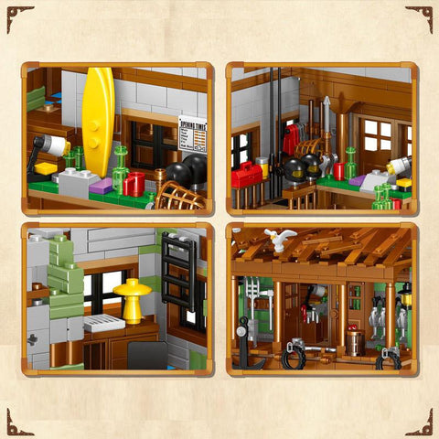 Creative Micro Fisherman Cabin Wharf Wooden House Model Building Blocks-TB01481-Veeddydropshipping