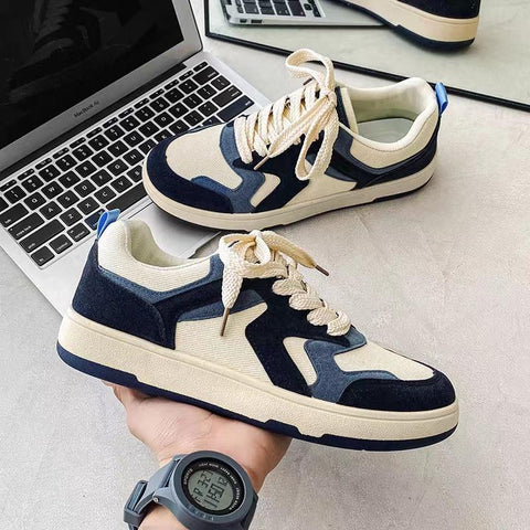 Color Matching Thick Sole Shoes Lace Up Sneakers-BS01399-Veeddydropshipping