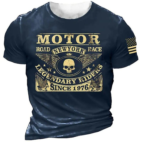 T Shirt Motor Biker 3d Print Vintage Short Sleeve-MF00137-Veeddydropshipping