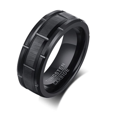 PATTERN WEDDING IN BLACK CARBIDE MEN RING  -JW00398-Veeddydropshipping