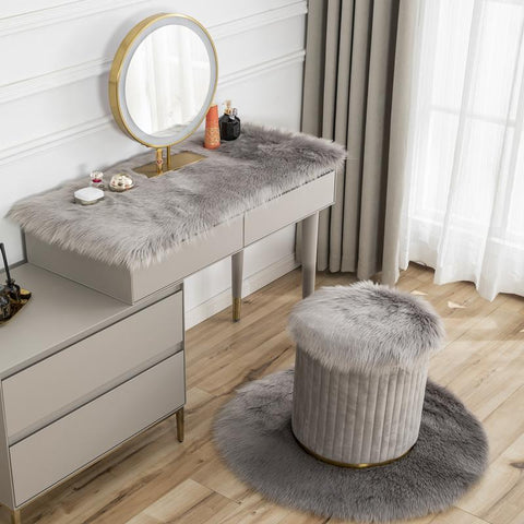 Plush Round Carpet Sheepskin Home Decor-HA00471-Veeddydropshipping