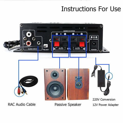 Amplifier Stereo Home Car BASS Audio Music Player-Veeddydropshipping