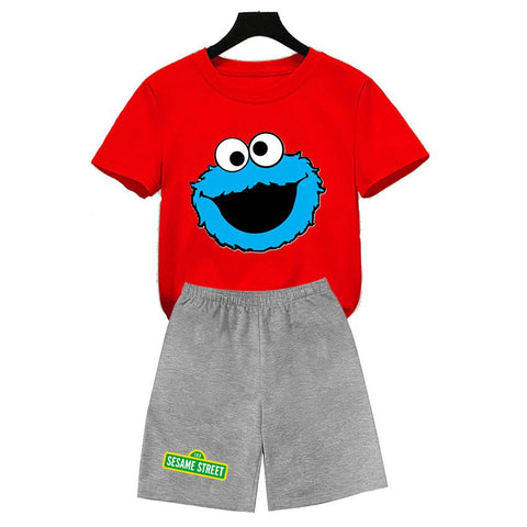 Kids Tops polyester quick dry Sesame Street COOKIE MONSTER Design-TB01129-Veeddydropshipping