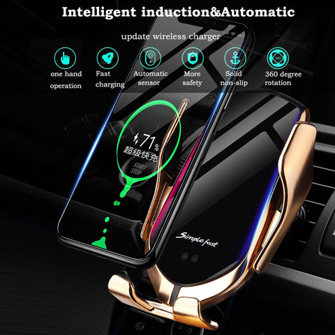 Qi Automatic Clamping 10W Wireless Charger Car Phone Holder Smart Infrared Sensor-PA00517-Veeddydropshipping