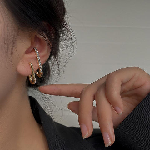 Design Irregular U-shaped Gold Color Earrings for Woman Korean -JW01412-Veeddydropshipping