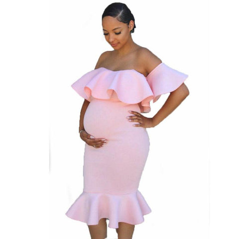 Flounce Maternity Dresses For Photo Shoot Maternity Photography Props-TB00564-Veeddydropshipping