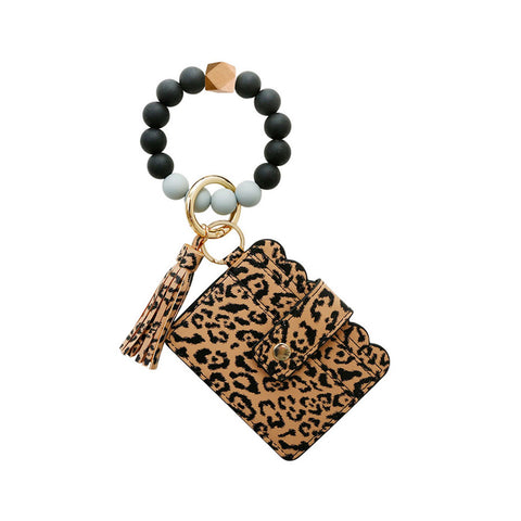 Ring Key Chain with Beaded Bracelet and Card Bag-BS00626-Veeddydropshipping