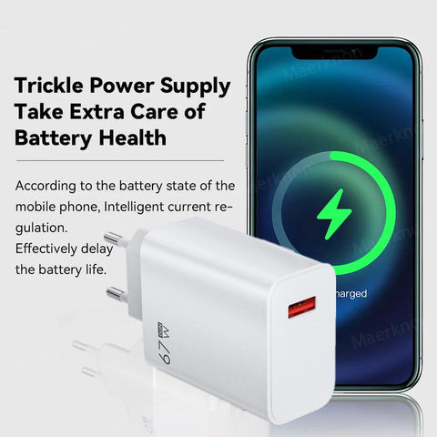 67W USB Charger Fast Charging Charger QC 5.0 Wall Adapter iPad GaN Mobile Phone Charger-PA00357-Veeddydropshipping