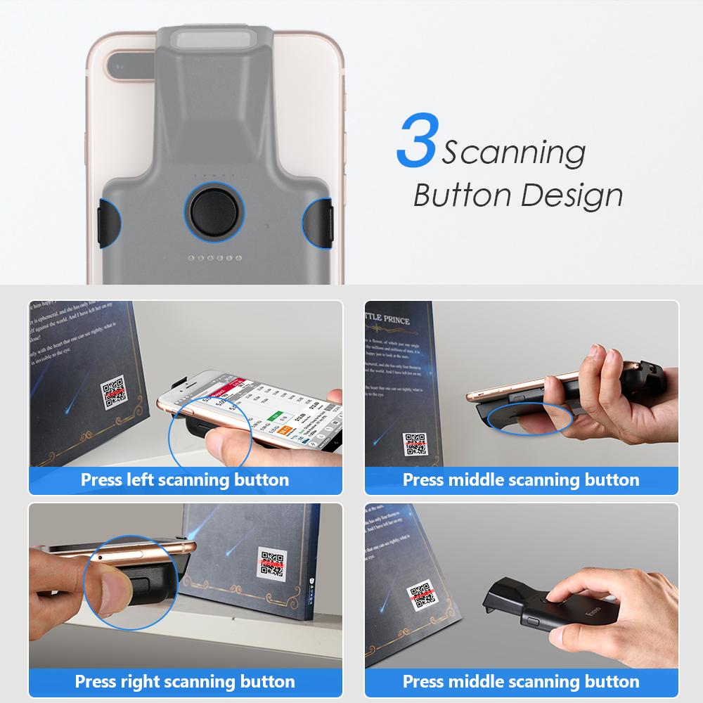 2D Backclip Bluetooth Barcode Scanner Portable Barcode Reader Data Matrix 1D 2D Barcode Scanner-Veeddydropshipping