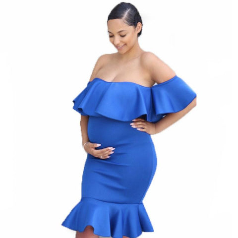 Flounce Maternity Dresses For Photo Shoot Maternity Photography Props-TB00564-Veeddydropshipping