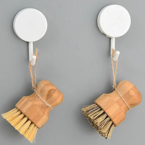 Palm Pot Brush Bamboo Round Mini Scrub Brush-HA01096-Veeddydropshipping