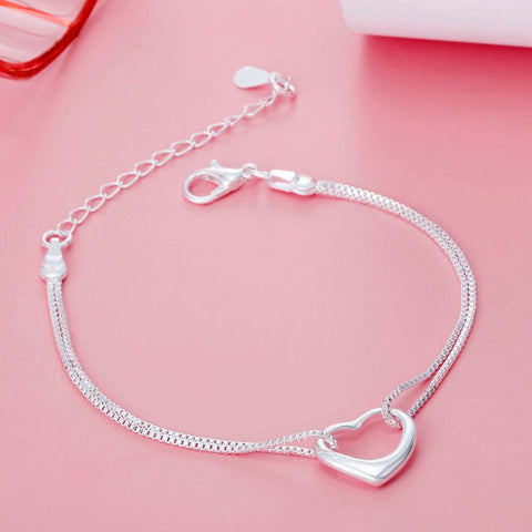 925 sterling silver Pretty heart bracelets necklaces Jewelry sets  -JW00193-Veeddydropshipping