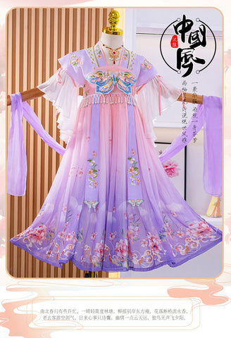 Girl Hanfu Tang Suit Chinese Style Children Dress Summer Ancient Costume-TB00863-Veeddydropshipping