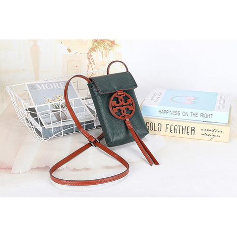phone bag first layer cowhide shoulder bag vertical small-BS00197-Veeddydropshipping