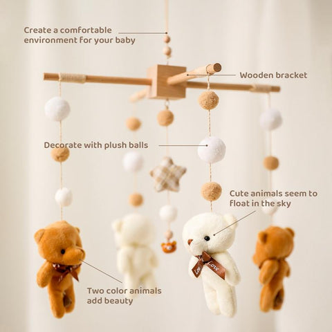 1 Set Baby Bed Bell Rattles Crib Mobiles Toy Rabbit Bear Pendant Animal-TB00816-Veeddydropshipping