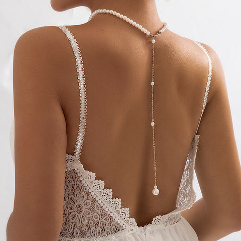 Korean Romance Pearl Chain Necklace Back Chain For Women -JW01375-Veeddydropshipping